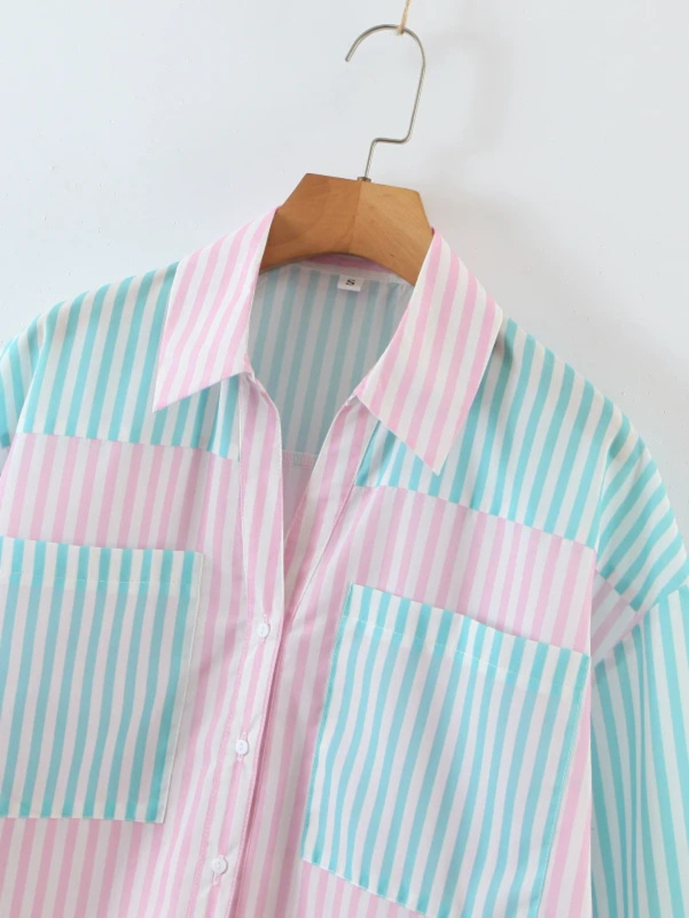 Light Pink and Light Green Striped Shirt